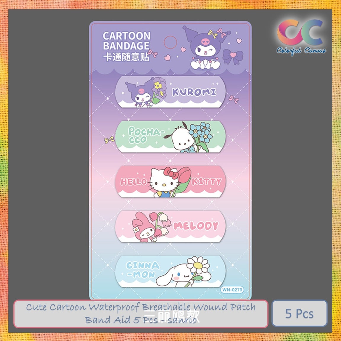 Picture of Cute Cartoon Waterproof Breathable Wound Patch Band Aid 5 Pcs - Fairy