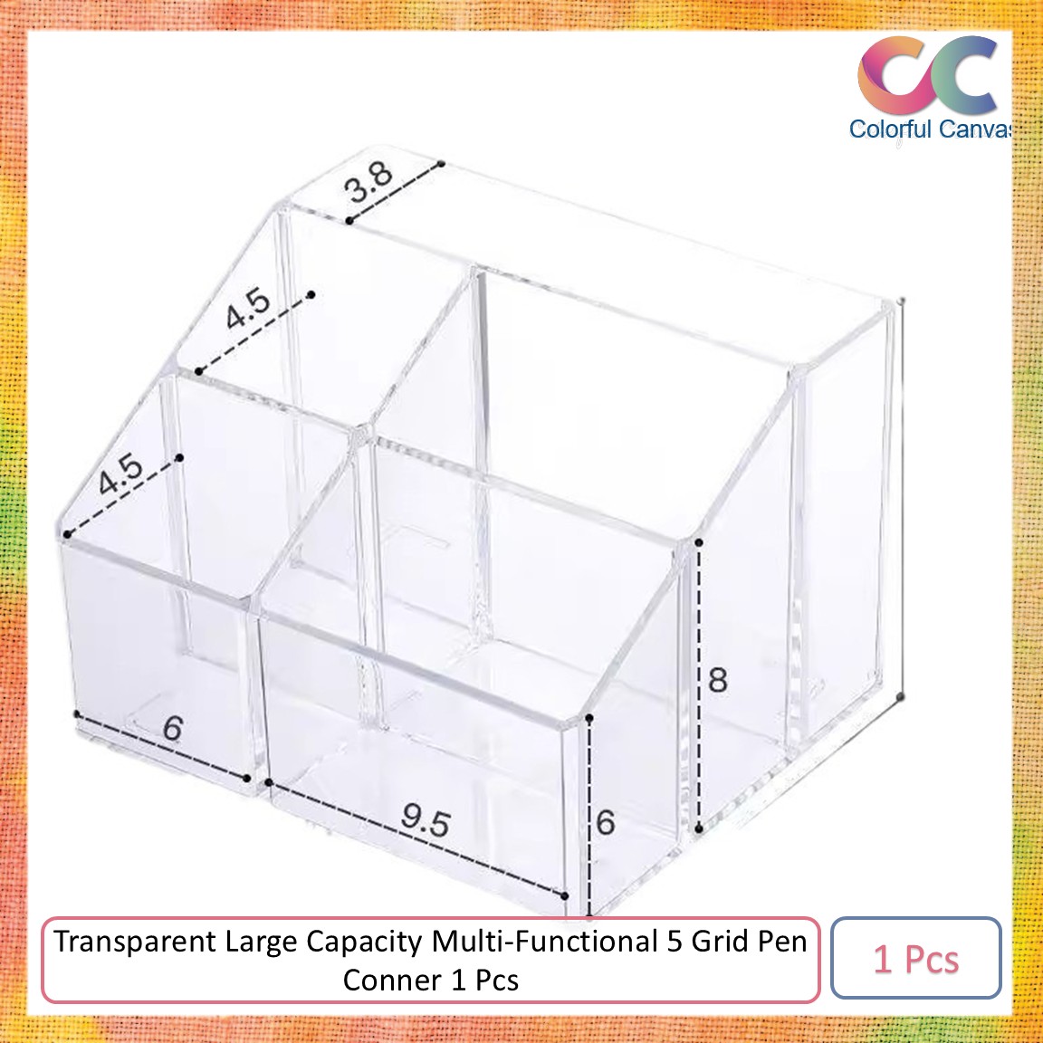 Picture of Transparent Large Capacity Multi-Functional 5 Grid Pen Conner 1 Pcs
