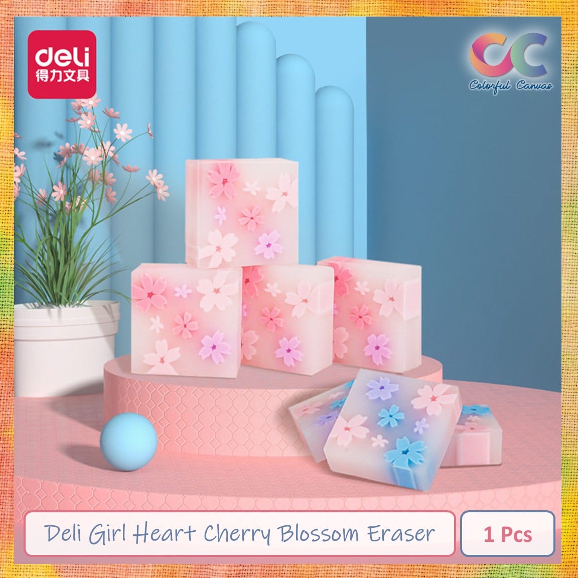 Picture of Deli Girl Heart Cherry Blossom Eraser