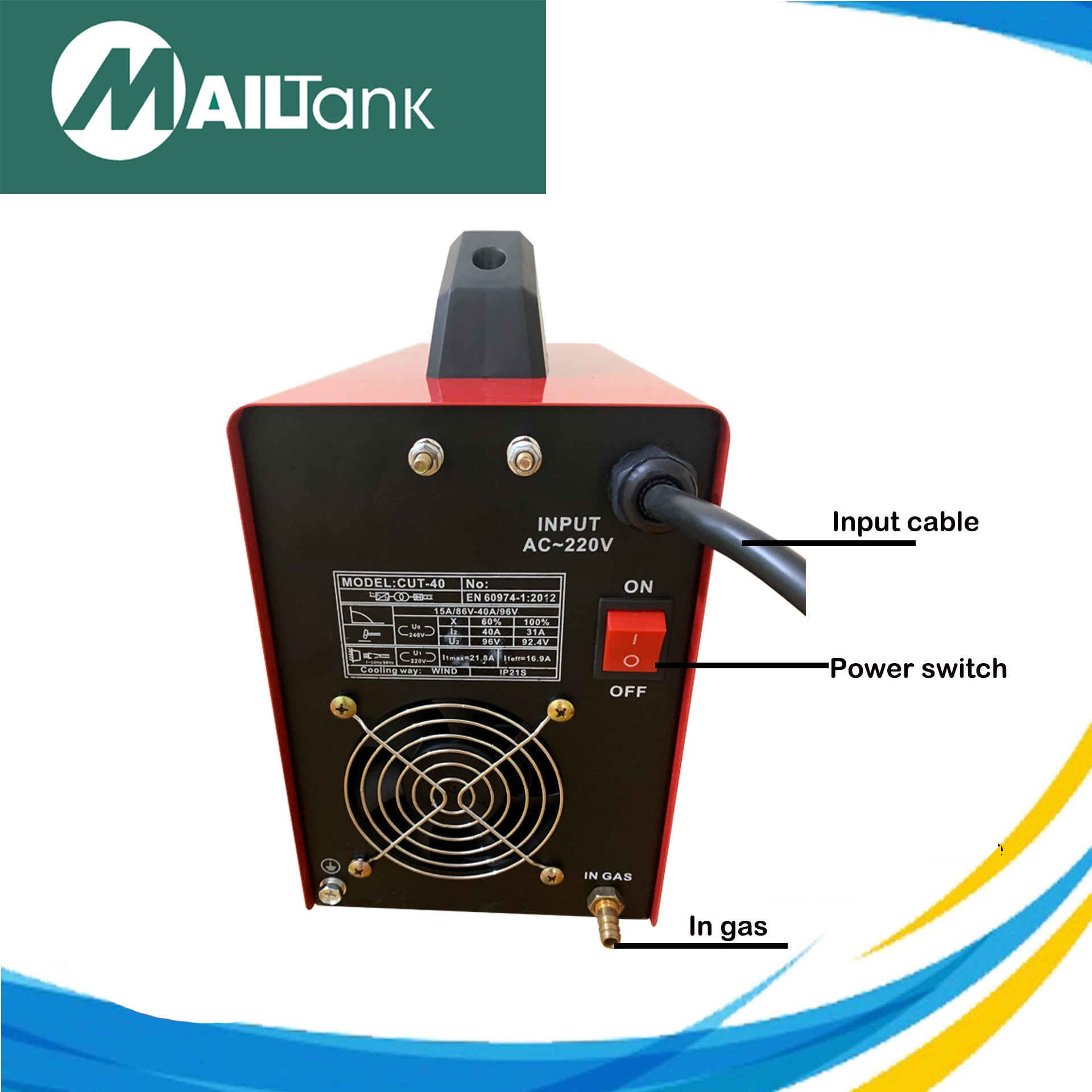 Picture of MailTank Cutter 40 Easy Operation Plasma Cutter Hand Cutting Machine Red 