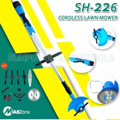 Picture of Cordless Grass Cutter with Lithium Battery SH-226 12V L, Grass Trimmers Cutting Machine Lawn Mowers Household, Electric Charging Pruning Portable Household Weeder Multifunction Brush Cutter Line Blue 