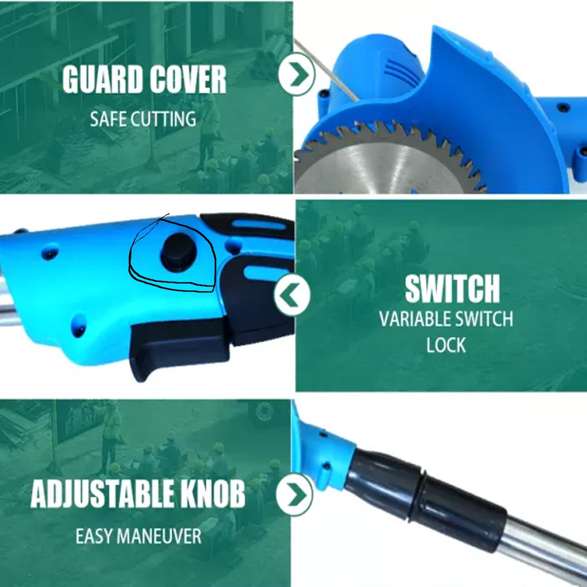 Picture of Cordless Grass Cutter with Lithium Battery SH-226 12V L, Grass Trimmers Cutting Machine Lawn Mowers Household, Electric Charging Pruning Portable Household Weeder Multifunction Brush Cutter Line Blue 