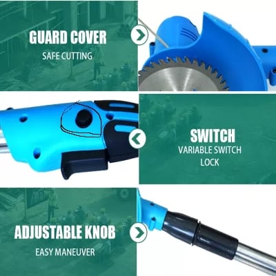 Picture of Cordless Grass Cutter with Lithium Battery SH-226 12V L, Grass Trimmers Cutting Machine Lawn Mowers Household, Electric Charging Pruning Portable Household Weeder Multifunction Brush Cutter Line Blue 