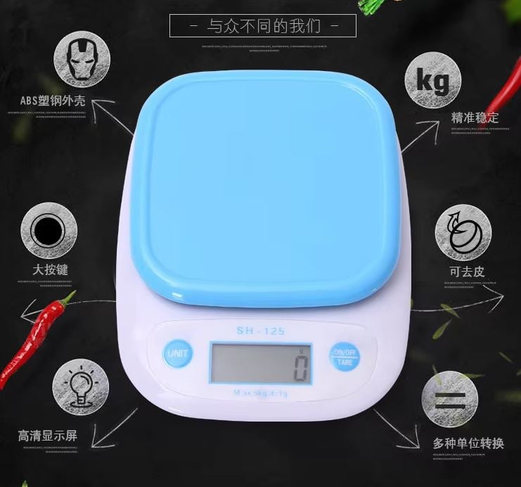 Picture of Digital Weighing Kitchen Scale with Bowl Sky Blue 