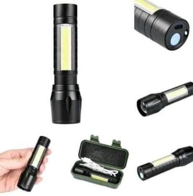 Picture of Rechargeable Flashlight Torch LED USB Portable Torches 3 Modes Zoom Mini Camping Lighting - Black