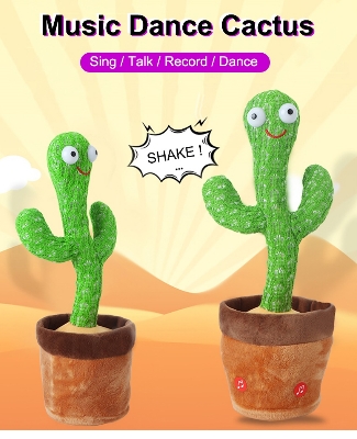 Picture of Dancing Cactus P Toy 120 English Songs Cute Plush Toy playing with babies - Green