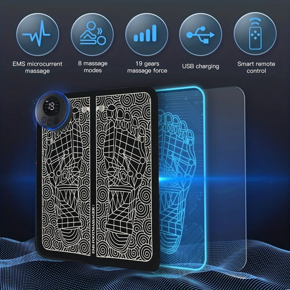 Picture of EMS Electric Foot Massager Pad Relief Pain Relax Feet Acupoints Massage Mat Shock Muscle Stimulation Improve Blood Circulation,asiaexpress - Black