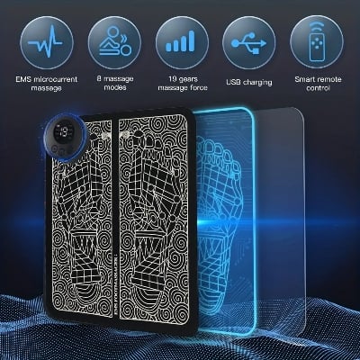Picture of EMS Electric Foot Massager Pad Relief Pain Relax Feet Acupoints Massage Mat Shock Muscle Stimulation Improve Blood Circulation,asiaexpress - Black