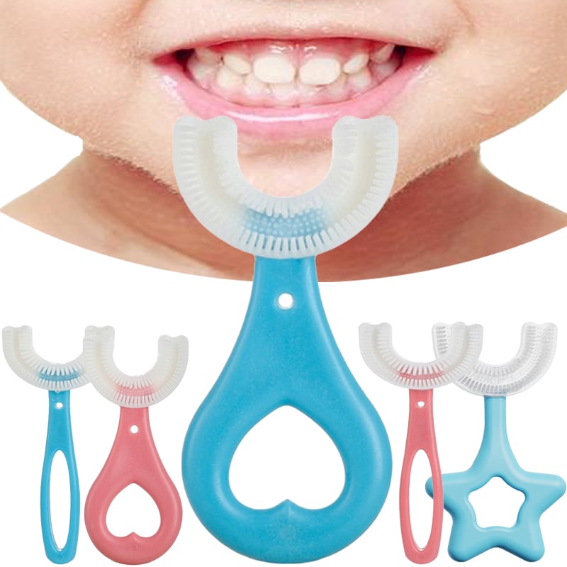 Picture of Silicone Baby Tooth Cleaner Brush Teether Brushes Oral U Shape Silicone Soft Head 360 Degree Deep Cleaning Brush Silicone Soft Head 360 Degree Deep Cleaning Brush For 6-12 Years Old Children - Multicolor