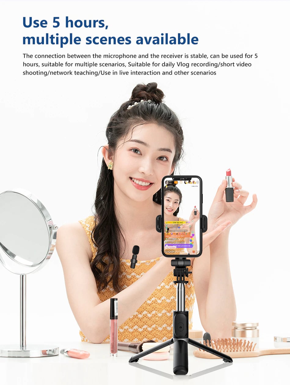 Picture of Q07 Selfie Stick Foldable Mini Tripod with Fill Light Bluetooth Remote Shutter Retractable Rod for Phone (100cm)-The Asia Express - Black