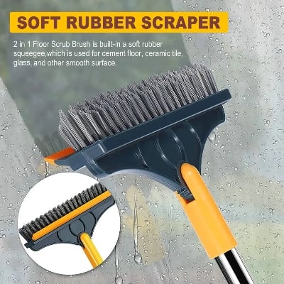 Picture of Household Cleaning Brush Adjustable Long Handle Floor Brush Kitchen Magic Broom for Washing Windows Tile Corner Gap Toilet Tools bathroom brush - Multicolor