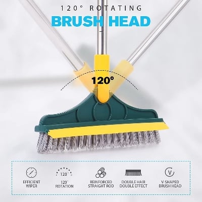 Picture of Household Cleaning Brush Adjustable Long Handle Floor Brush Kitchen Magic Broom for Washing Windows Tile Corner Gap Toilet Tools bathroom brush - Multicolor