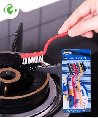 Picture of 3Pcs Kitchen Gas Stove Cleaning Brush Household Gap Brush Wire Brush Decontamination Tool Practical Kitchen Accessories - Multicolor