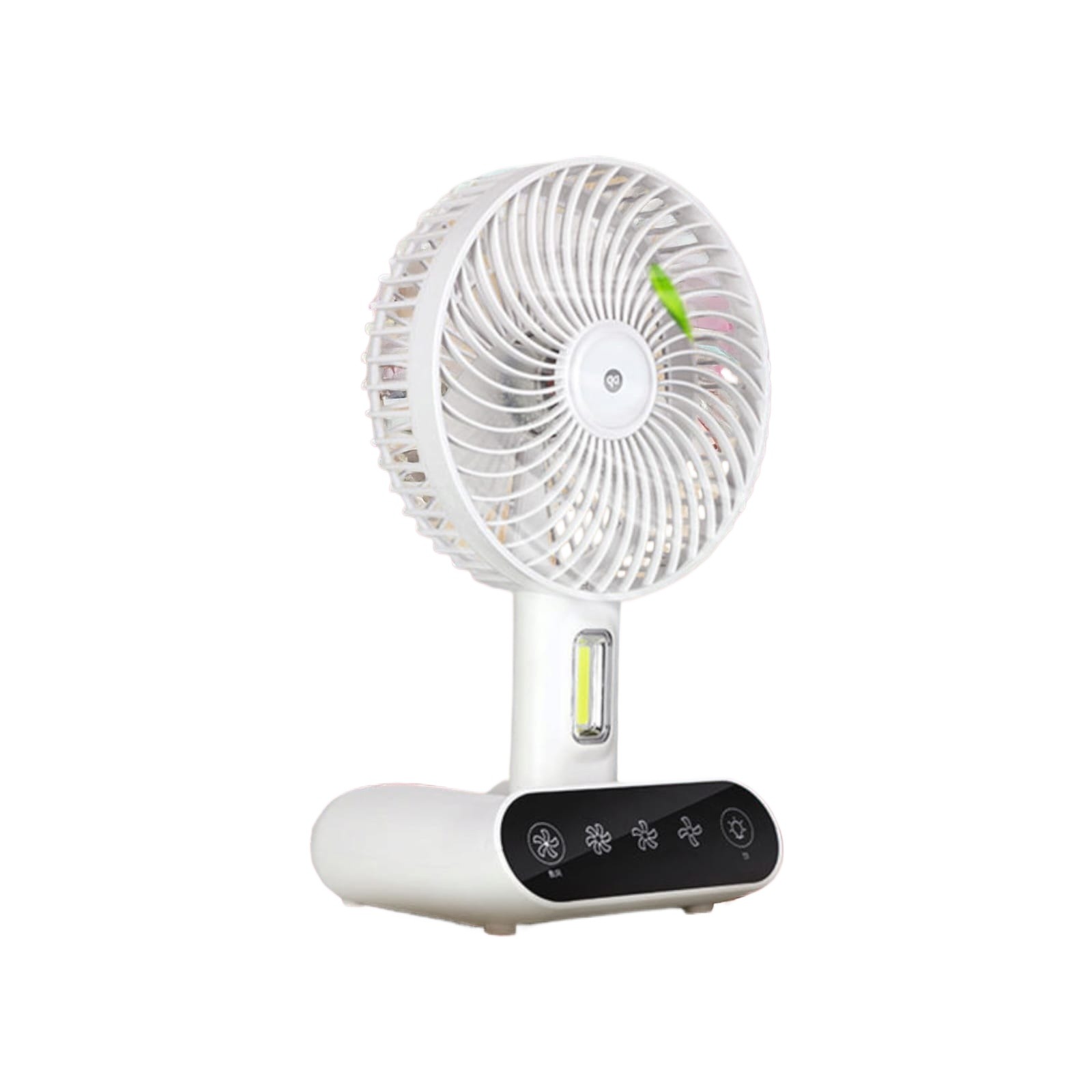 Picture of DP 7624 Rechargeable TableTouch Fan With Lamp USB Charging Portable Handheld 3 Gear Speed Desktop Mini Fan -The Asia Express - White