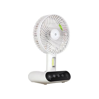 Picture of DP 7624 Rechargeable TableTouch Fan With Lamp USB Charging Portable Handheld 3 Gear Speed Desktop Mini Fan -The Asia Express - White