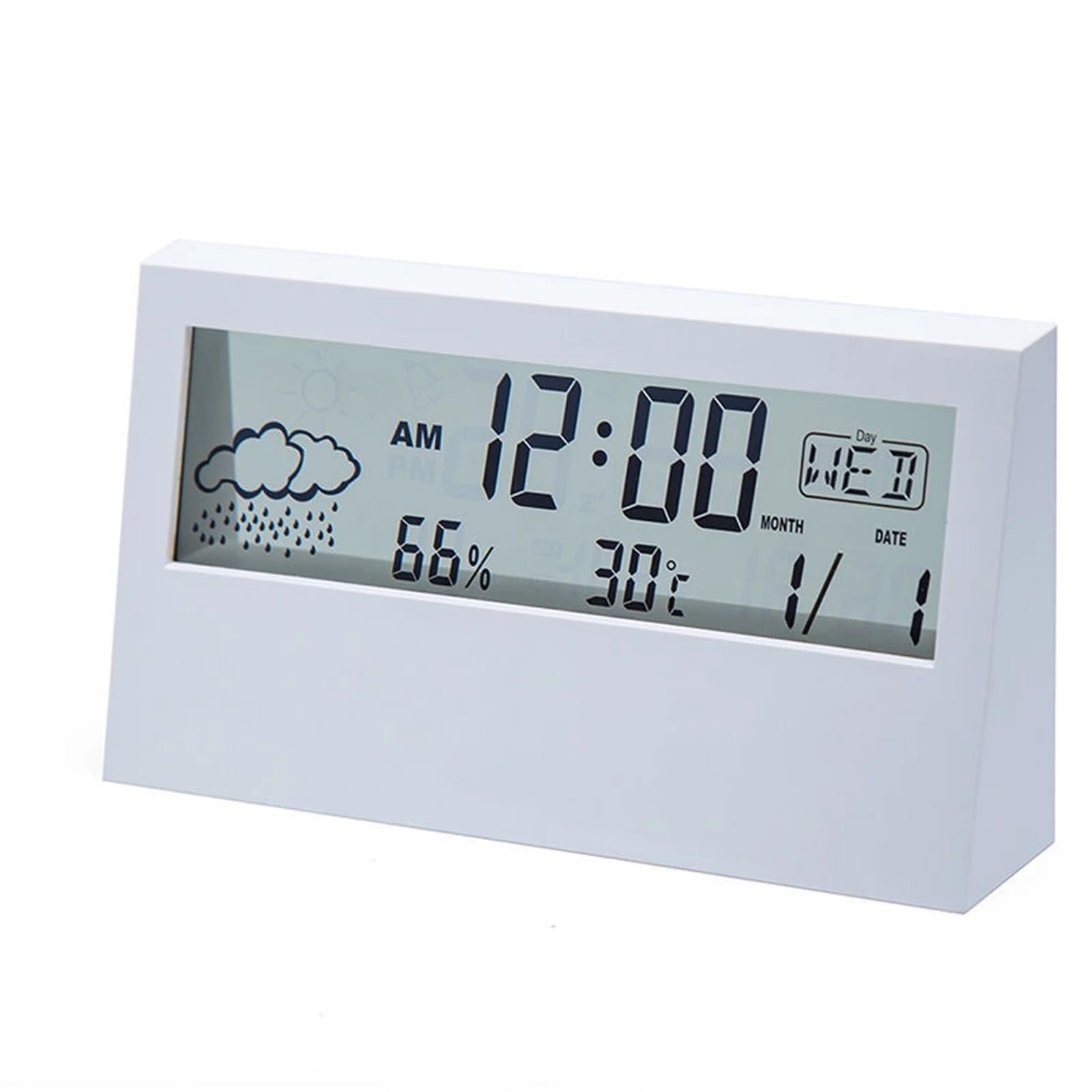 Picture of LCD Desktop Alarm Clock Transparent Calendar Weather and Digital Temperature and Humidity Display Home Appliance Smart Life-The Asia Express - White