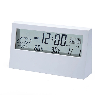 Picture of LCD Desktop Alarm Clock Transparent Calendar Weather and Digital Temperature and Humidity Display Home Appliance Smart Life-The Asia Express - White