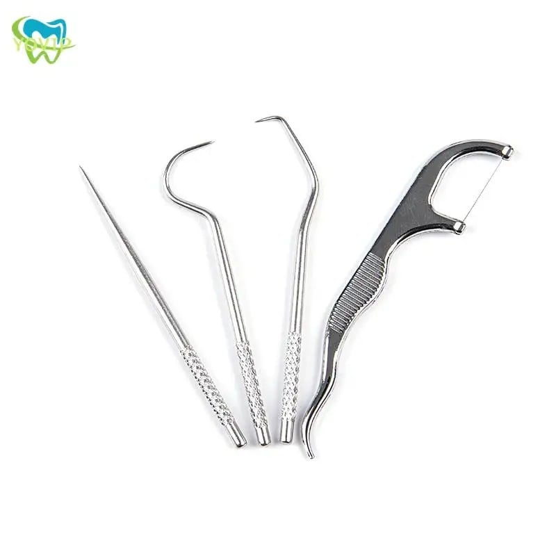 Picture of 4pcs Portable Stainless Steel Toothpick Dental Floss Oral Care Teeth Cleaning For Outdoor_Asia express - Silver