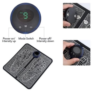 Picture of Electric EMS Foot Massager Pad Foot Massage Mat Feet Muscle Stimulator Improve Blood Circulation Relieve Ache Pain Health Care - Black