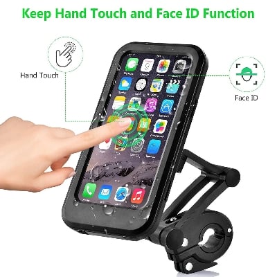 Picture of Bicycle Phone Holder Bike Motorcycle Handlebar Mobile Phone Stand Mount Waterproof Cell Phone Bracket Case - Black