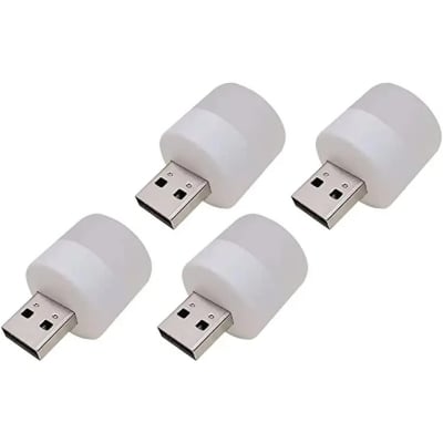 Picture of 3Pcs Wall Socket Plug-in LED Night Light USB Ultra-Small LED Lamps With 3000K Warm Light LED Lamps For Bathroom Car Kitchen Hallway - White