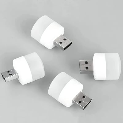 Picture of 3Pcs Wall Socket Plug-in LED Night Light USB Ultra-Small LED Lamps With 3000K Warm Light LED Lamps For Bathroom Car Kitchen Hallway - White