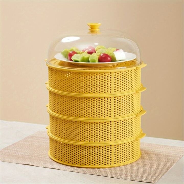 Picture of Food Insulation Covers 5 Layer Transparent Stackable Dustproof Leftovers Food Storage Box Container Kitchen Organization food cover