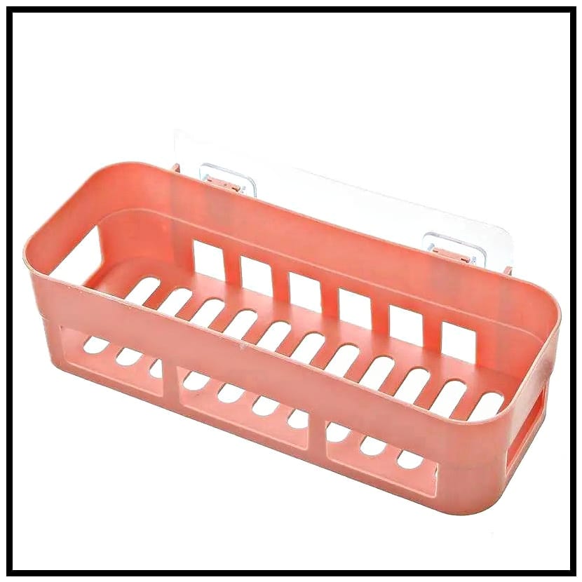 Picture of Home Adhesive Shower Shelf Kitchen Seasoning Shelf Bathroom Organizer Basket Adhesive Soap Dish Wall Mount Bathroom Organizer Storage Basket No Punching Storage Rack-Asia express - Multicolor