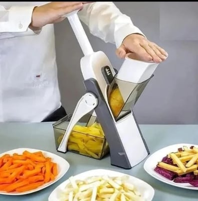 Picture of 5 in 1 Adjustable Mandoline Slicer for Cooking and Food Prep Slicing, Strips, Shredding and Dicing Kitchen Veggie Chopper Artifact Vegetable Mandoline Adjustable Stainless Steel Blade, Vegetable Slicer, Onion Slicer, Non-Slip Base - Multicolor