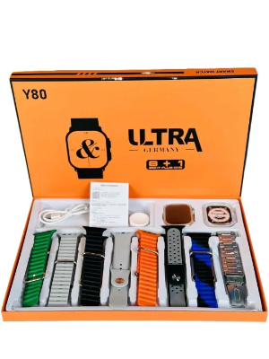 Picture of High performance Y80 8 straps with cover 8 in 1 combo smartwatch series 8 9 BT calling pedometer, heart rate monitoring, steps counter Smart Watch - Multicolor