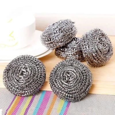 Picture of 4pcs Stainless Steel Cleaning Ball Brushes Household Cleaning Products Dishwashing Sponges with Wire Kitchen Tools-The Asia Express - Black