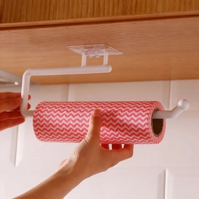 Picture of Punchfree Kitchen Paper Towel Rack Holder Paper Roll Rack Hanger Rag Storage Rack Wallmounted Towel Kitchen Bathroom Accessories-The Asia Express - Multicolor