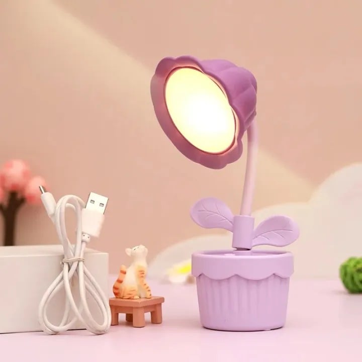 Picture of Cute Flower Shape Night Light LED Table Lamp USB Charging Desktop Accessories Students Study Reading Light Children's Gifts- The Asia Express - Multicolor