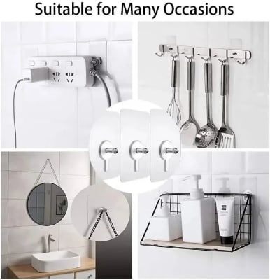 Picture of 5pcs Super Strong Adhesive Wall Hooks Maximum Hold for Kitchen Bathroom Damage Free Hanging Posters Shelves Nails Storage- The Asia Express