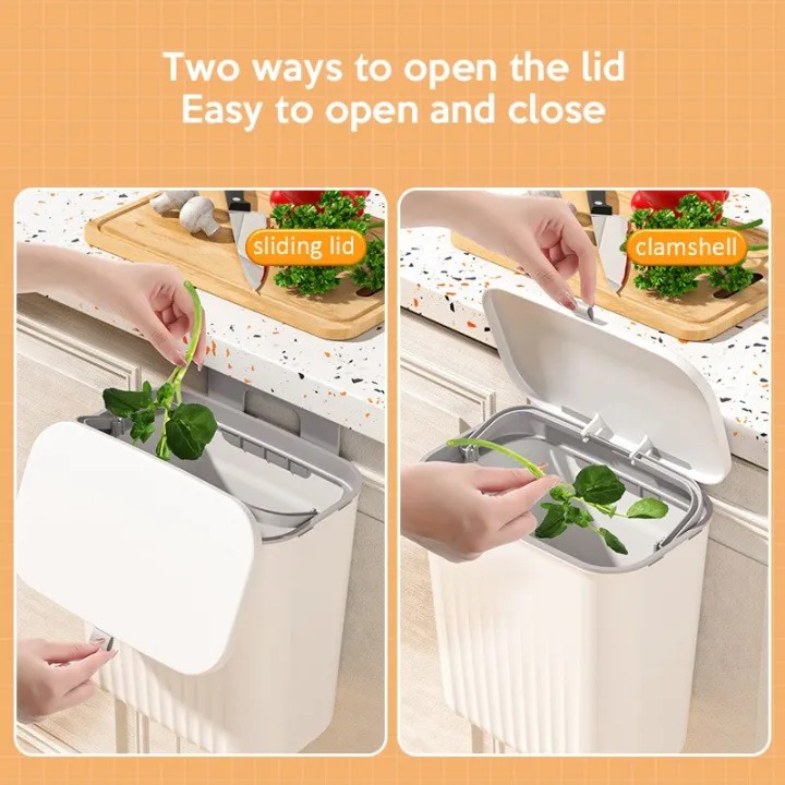 Picture of Wall Hanging Dustbin Classical trash bin With Lid Wall Mounted Hanging Trash Bin Litter Holder Cabinet Door Kitchen Bathroom Decorative Trash Can Bin Eco-Friendly Home Decor Garbage Bin Counter Bins Dustbin for office- The Asia Express - Multicolor