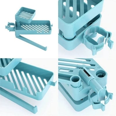 Picture of Kitchen & Bathroom Over Faucet Storage Rack – Multi-Functional Shower Caddy, Sink Caddy, Towel & Cleaning Cloth Holder, Sponge Organizer- The Asia Express - Multicolor