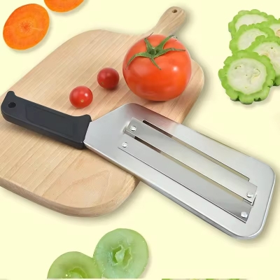 Picture of Durable and Sharp Cabbage Kitchen Knife vegetable cutter slicer with Premium Stainless Steel Cabbage Cutter with Two Sharp Blades Easy to Clean-The Asia Express - Multicolor