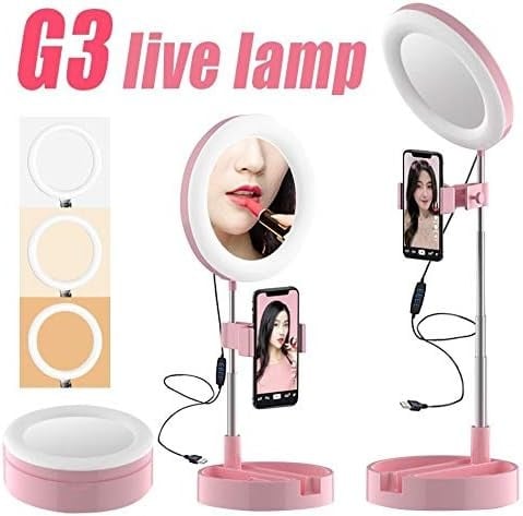 Picture of G3 Live Makeup Multipurpose Desk Lamp with LED Retractable Selfie Ring Light – Dimmable Ring Lamp, Adjustable Tripod Stand, Professional Photographic Lighting for Live Streaming, Video Recording & Camera Use - The Asia Express - Multicolor