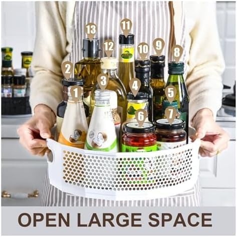Picture of 360° Rotating Plastic Storage Rack Department Store Box Tray – Multi-Purpose Kitchen Shelf Organizer for Seasoning, Spice Jars, Oil Bottles & Bathroom Toiletries, Smooth Rotating Condiment Holder Plate - The Asia Express - Multicolor