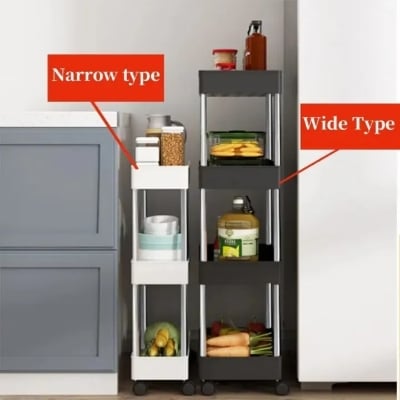 Picture of Wide Type High Capacity Multi Purpose Cart rack floor bathroom toilet gap living room kitchen layered rack storage trolley_The Asia Express - Black