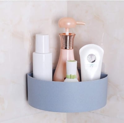 Picture of Triangle Corner Shelf Bathroom Shower Caddy – Self Adhesive Wall Mounted Storage Rack, Plastic Organizer Basket for Bathroom & Kitchen Corner Use - The Asia Express - Multicolor
