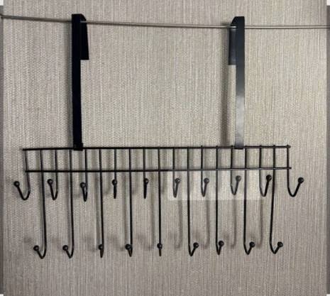 Picture of Magic Door Hanger with 19 Hooks – 2 Step Space Saver Over-the-Door Steel Organizer for Clothes, Coats, Pants & Kitchen Items - The Asia Express - Black