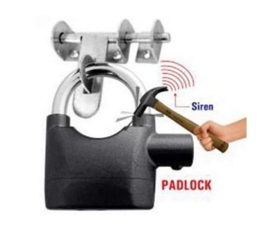 Picture of BIG SIZE Security Alarm Lock for Bike and Door - Black and Silver - Black