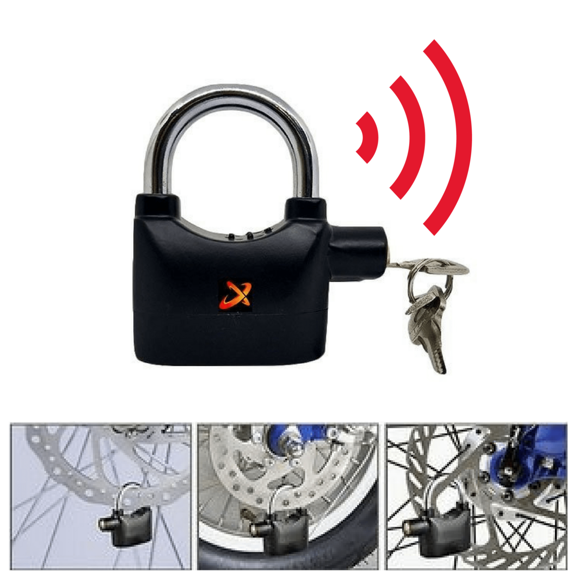 Picture of BIG SIZE Security Alarm Lock for Bike and Door - Black and Silver - Black