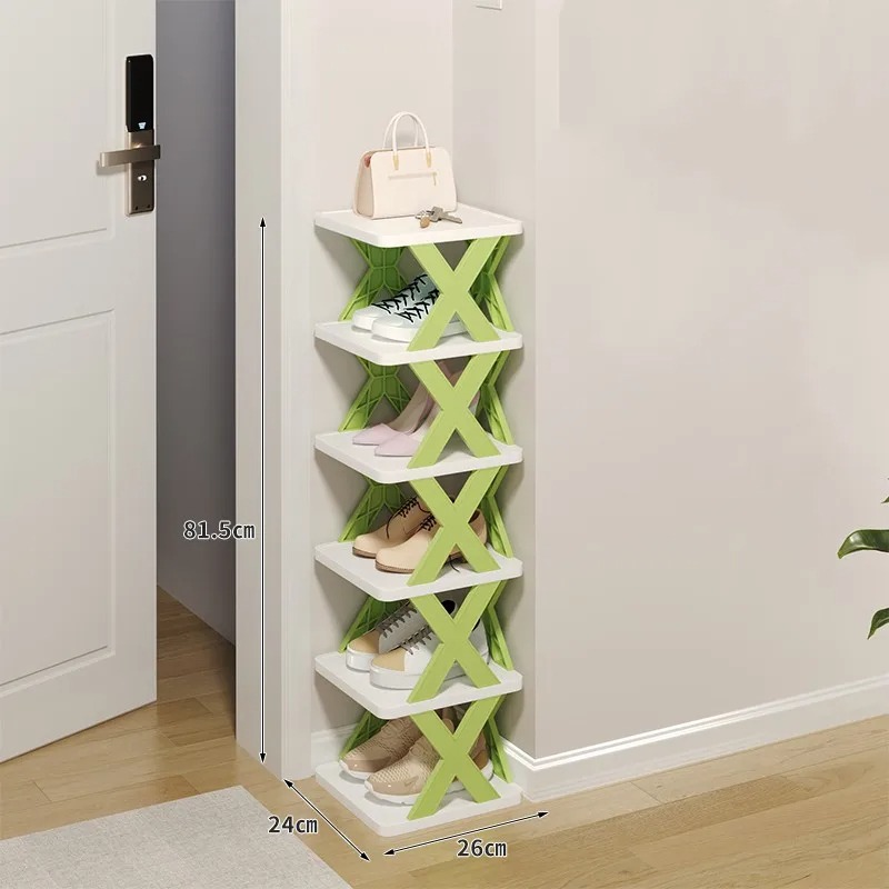 Picture of Creative 5-layer Shoe Rack Storage Organizer Simple Plastic Household Multi-function Space-saving Folding Shoe Stacker Shelf Large Size