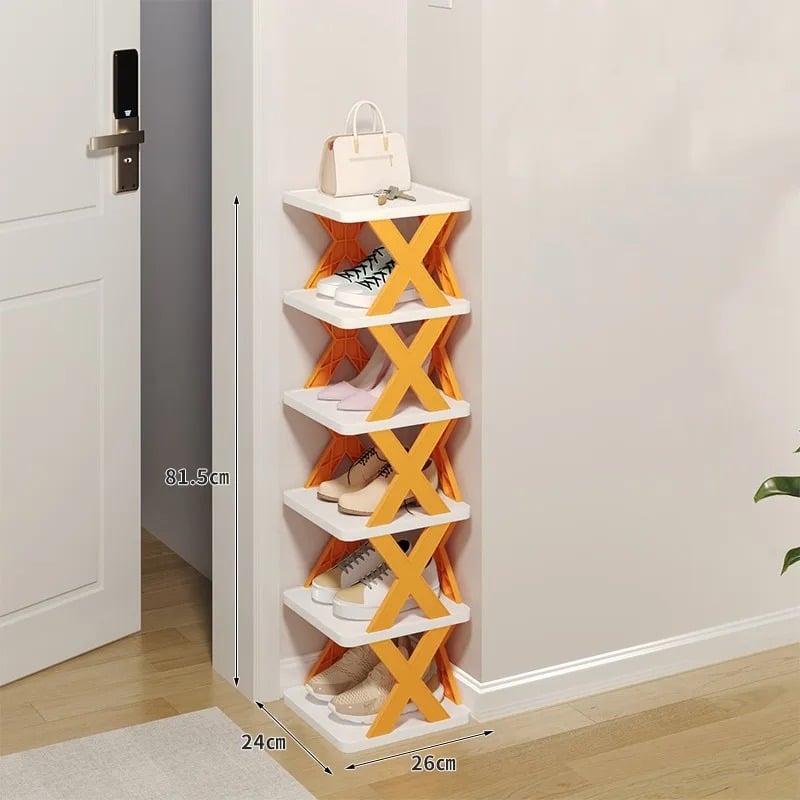 Picture of Creative 5-layer Shoe Rack Storage Organizer Simple Plastic Household Multi-function Space-saving Folding Shoe Stacker Shelf Large Size