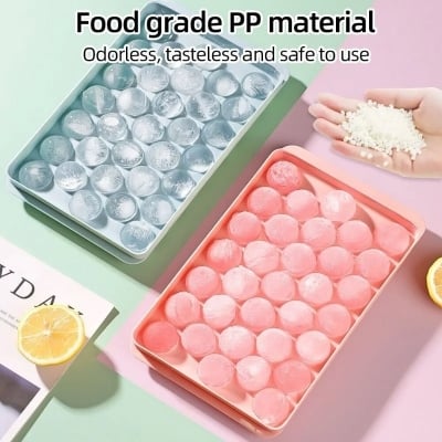 Picture of I33 Grids Plastic Round Ball Ice Box Round Ice Ball Ice Tray Mold Moulds Ice Ball Maker 3D Round Ice Cube Tray with Lid Plastic ice ball tray cute ice tray ice cube case ice cube tray asia express - Multicolor