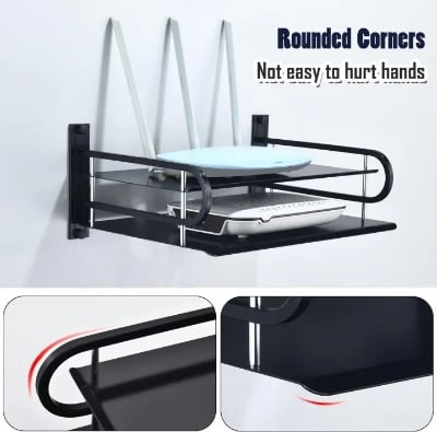 Picture of Metal Router Stand Router Storage Box Router Storage Wifi Router Storage Box-asia express - Black