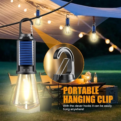 Picture of Solar rechargeable camping light, Hookup wire-free, New vintage tungsten, Three light modes, three styles- The Asia Express
