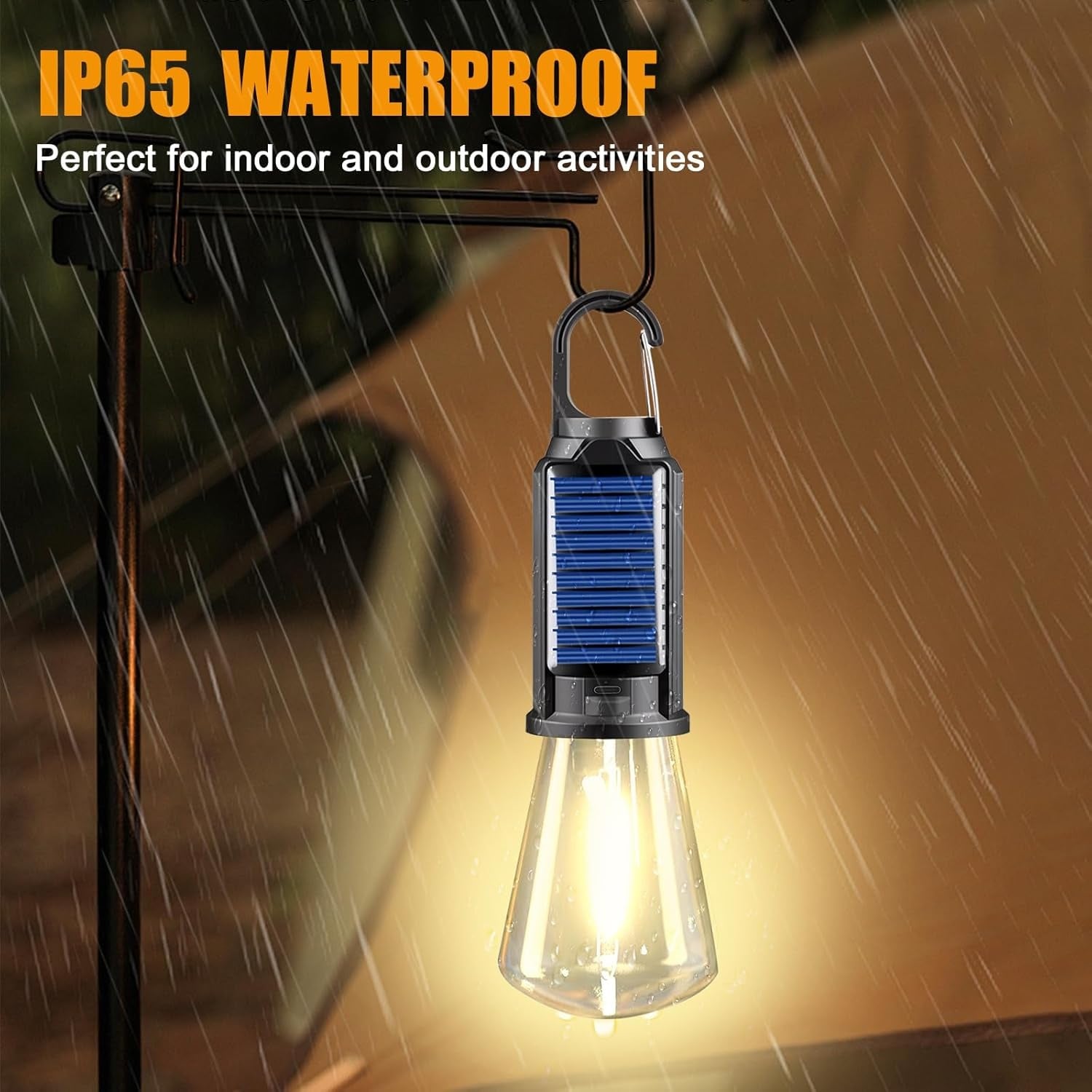 Picture of Solar rechargeable camping light, Hookup wire-free, New vintage tungsten, Three light modes, three styles- The Asia Express